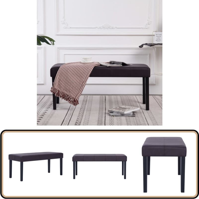 Sitzbank 106 cm Braun Kunstleder - Sitzbank - Wohnzimmer Dekoration - Kunstledersofa - Bequeme Bank - Wohnzimmer Möbel