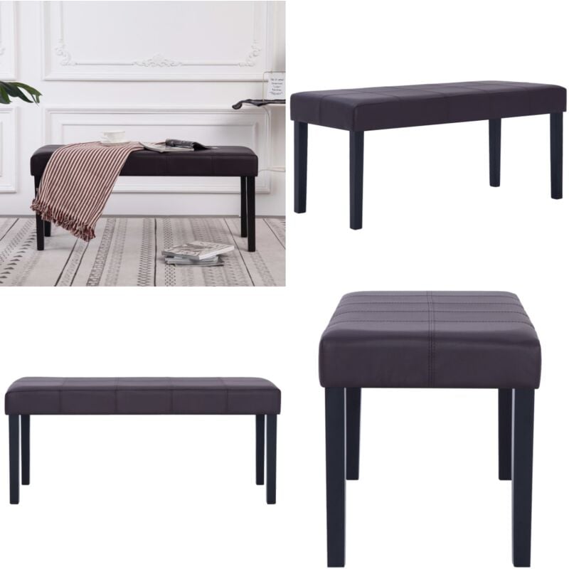 Sitzbank 106 cm Braun Kunstleder - Sitzbank - Wohnzimmer Dekoration - Kunstledersofa - Bequeme Bank - Wohnzimmer Möbel - Home & Living