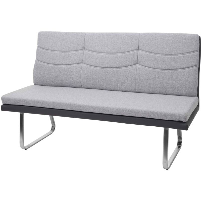 Hegele - Sitzbank HHG-704, Esszimmerbank Bank, Stoff/Kunstleder Edelstahl gebürstet grau Bank 180cm