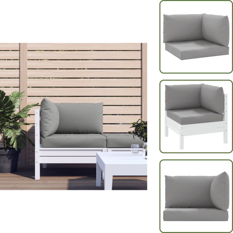 Palettenkissen 3-tlg. Grau Oxford-Gewebe - Gartenkissen - Sitzkissen - Lounge Möbel - Außenkissen - Balkon Deko