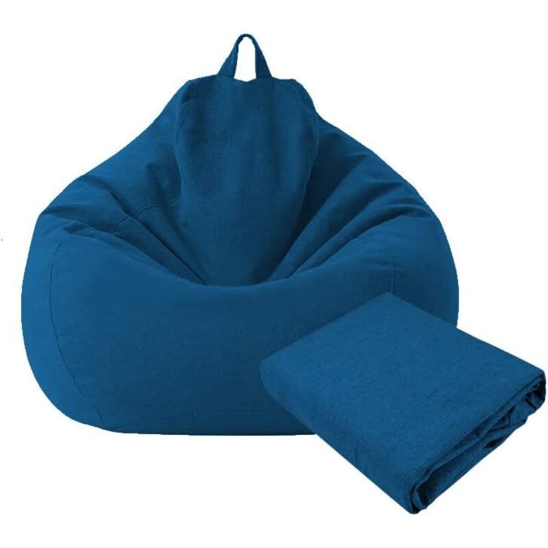 Shmshng - Sitzsack-Sofabezug, Lazy-Sofa-Bezug, Liegesessel-Stoffbezüge, Sesselbezüge ohne Füllstoff, Sitzpouf, Puff, Tatami, Wohnzimmermöbel (Blau,