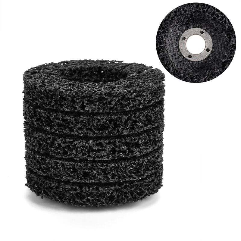 5 Stück 100 mm 60er-Körnung Poly Strip Disc Grinder Schleifscheiben Reinigungswerkzeug zum Entfernen von Rost/Farbe/Flocken, Schwarz