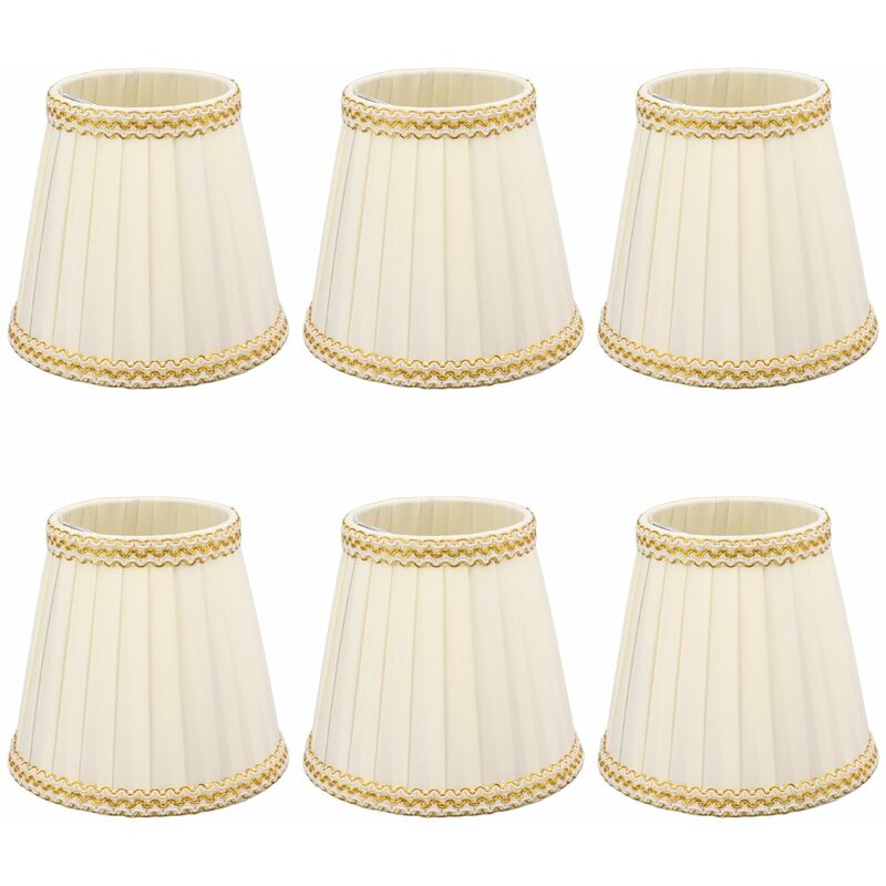 SJLERST 6 Stück Kleiner Lampenschirm, Kleiner Kronleuchter Zum Aufstecken, Trommel Lampenschirm Tuch für Kronleuchter, Kerzenlampen,