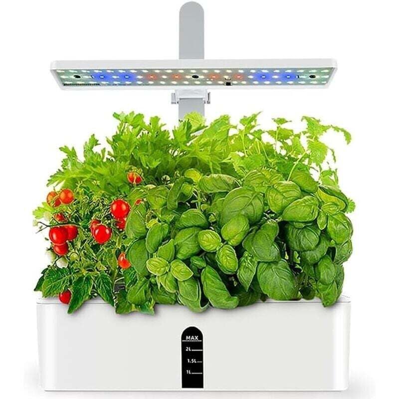 Hydroponisches Anbausystem, 9 Pods Smart Garden mit höhenverstellbarem LED-Wachstumslicht, automatischem Timer, Wassermangelalarm, Gartenkeimungsset