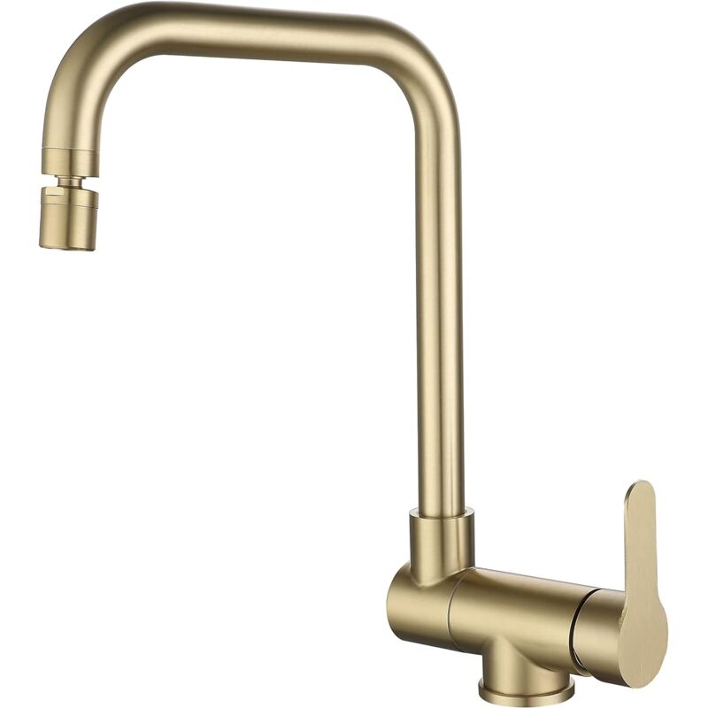 Wasserhahn Küche Brause, Küchenarmatur mit Ausziehbarem Brause, Mischbatterie Küche, Spültischarmatur Küche Gold moderner faltbarer Wasserhahn - Sjqka