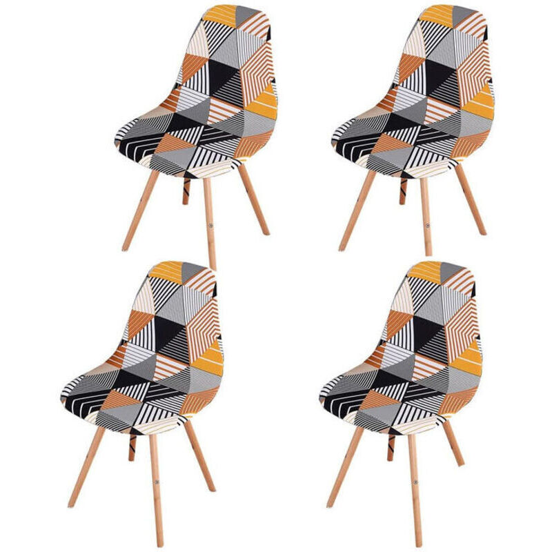 Skandinavische Stuhlhussen, 4er-Set, dehnbare Esszimmerstuhlhussen, universelle armlose Stuhlhussen für Wohnzimmer, Küche und Wohnbereich