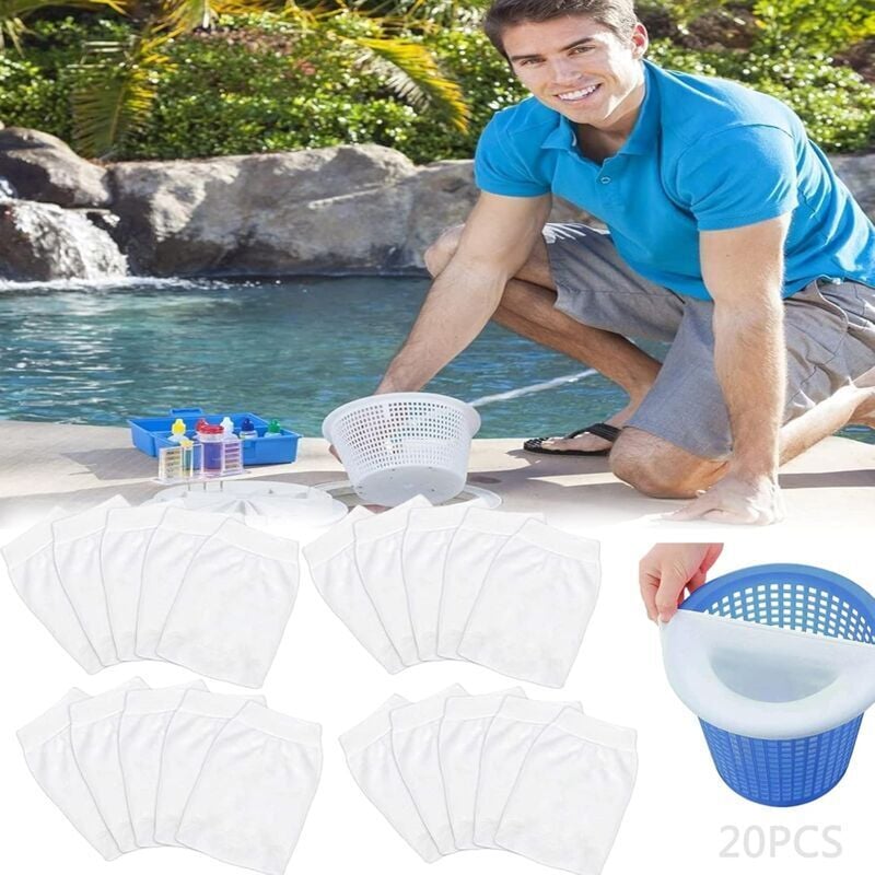 Grid Cool - Skimmer-Socken, Skimmer-Vorfilter, Schwimmbad-Vorfilter, Skimmer-Socken, Schwimmbad-Skimmer-Socken, Pool-Skimmer (20 Stück)