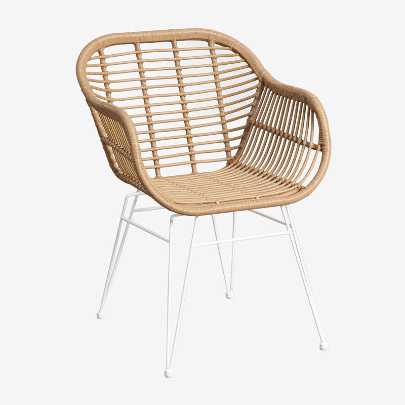 Sklum - 2er-Pack Zole Gartenstühle aus synthetischem Korbgeflecht Weiss