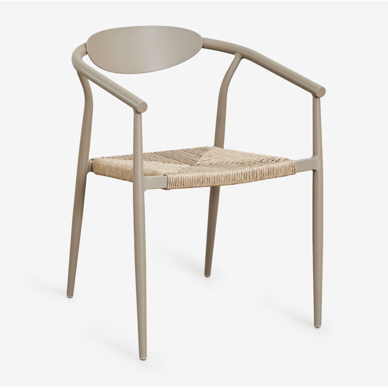 SKLUM 2er-Pack stapelbare Gartenstühle mit Armlehnen aus Aluminium und Kunstrattan Marsha Moka Braun