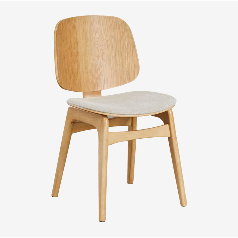 Sklum - Esszimmerstuhl aus Holz und gepolstert Canada Braun Natur