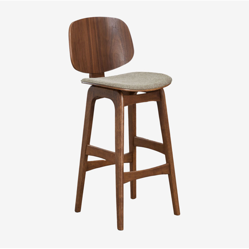 Sklum - Hoher Hocker aus Holz und gepolstert Canada ↑75 cm Braun Dark