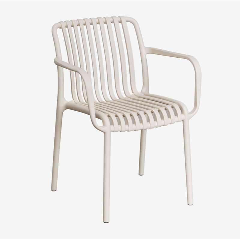 Sklum - 4er-Pack Wendell-Gartenstühle aus Polypropylen mit Armlehnen Beige Tapioca