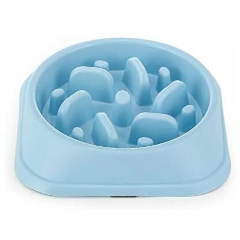 Slow Feeder Hundenapf, Interaktiver Slow Feeder für Haustiere, Langlebiger quadratischer rutschfester Trinkwassernapf für Haustiere, Blau