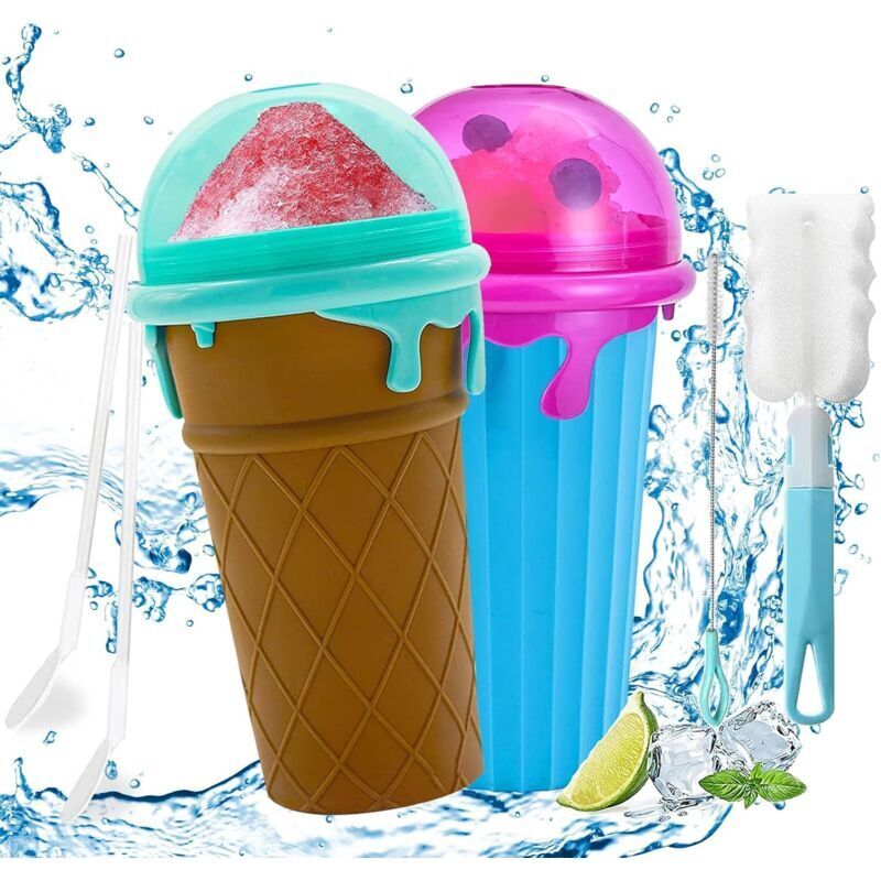 Slush-Eis-Becher-Set, 2-teilig, Slush-Eis-Maschine, Becher für selbstgemachte Smoothies, Smoothie-Eisbecher, Becher für gefrorene Getränke, mit