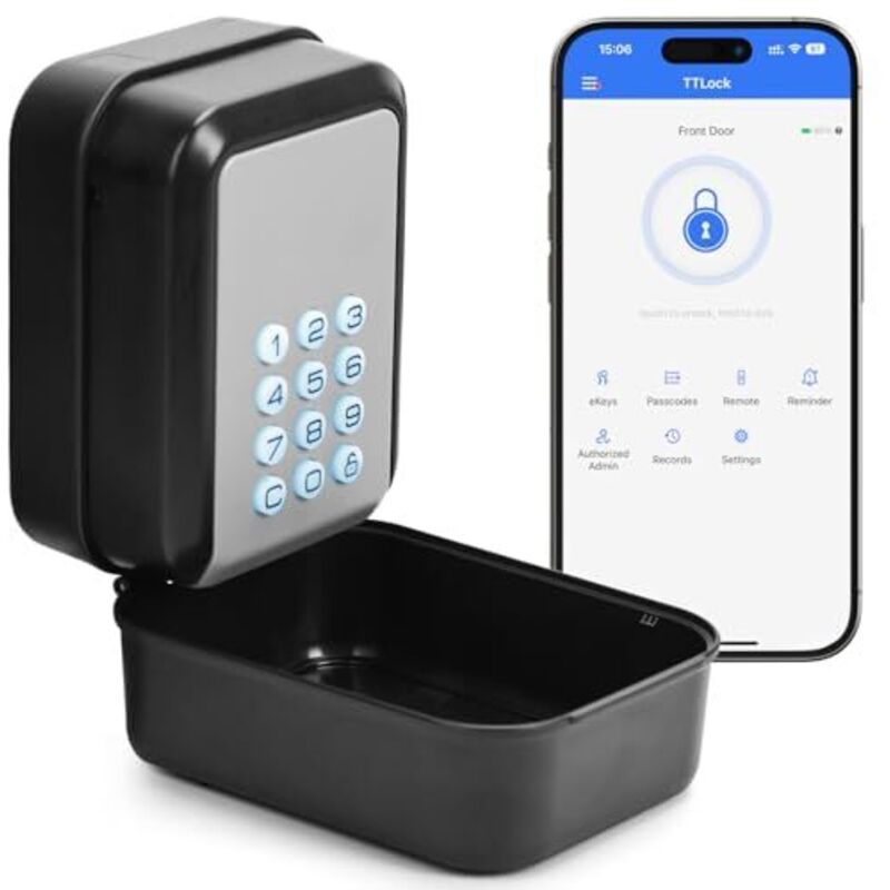 Smart Key Safe, Bluetooth-Schlüsselsafe, unterstützt TTLock-App und 12-stelligen PIN-Code, geeignet für Haus, Garage, Wohnung, Ferienhaus