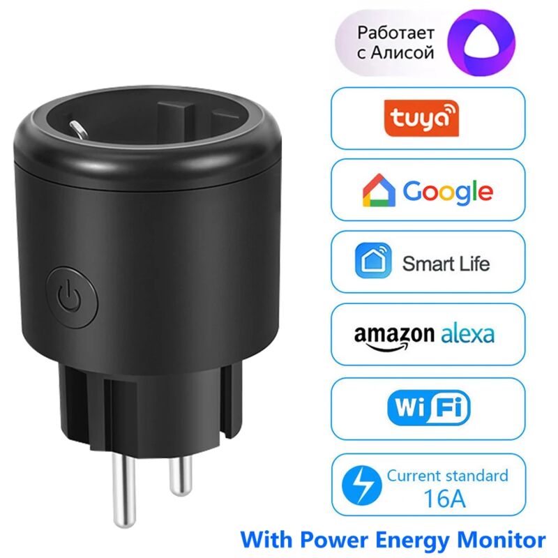 Smart Plug 16A/EU WLAN Smart Socket + Power Monitor Timing-Funktion Toua Smartlife App funktioniert mit Alexia Google Home Yandex Alice