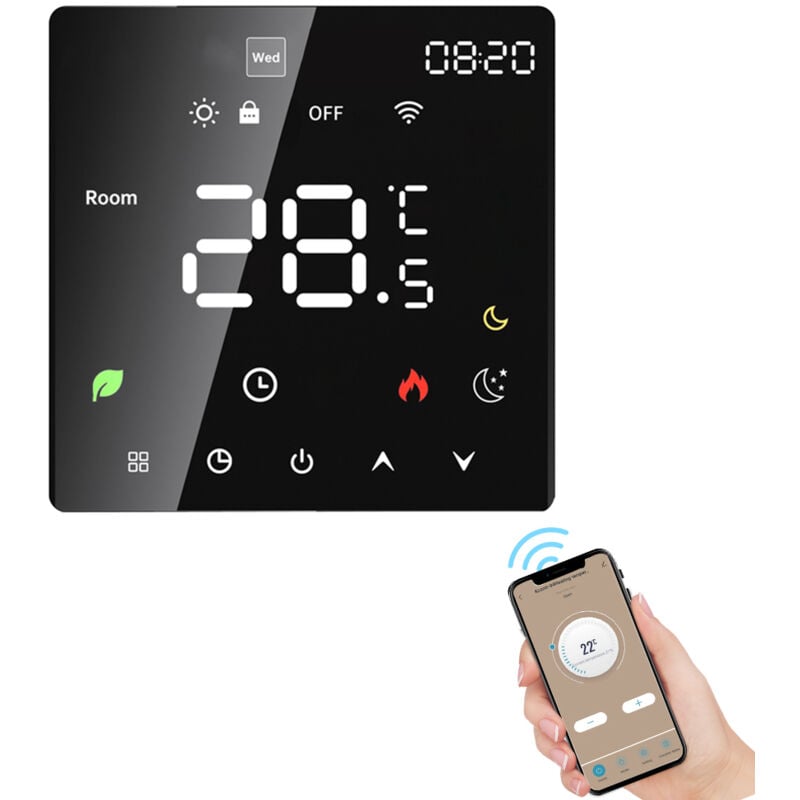 Ugreat - Smart Thermostat Fernbedienung WiFi Thermostat für Fußbodenheizung Kompatibel mit Amazon Home Digital Touchscreen Schwarz 3A
