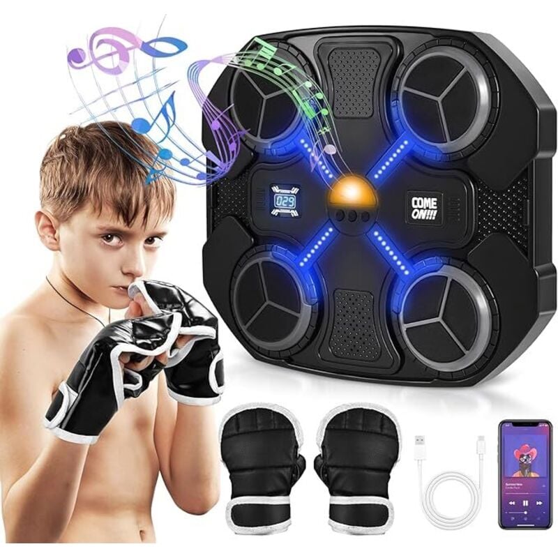 Smartes Musik Boxmaschine für Kinder mit Zählfunktion, einstellbarem Licht, Wand Ziel Trainingsgeräten für Kinder, Bluetooth Heimübungen Boxen