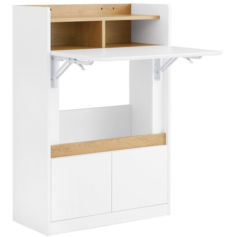 SoBuy FWT109-WN Klappschreibtisch, Klappbarer Computertisch, Schreibtisch, Kleiner Schreibtisch mit Ablagefächern, Arbeitsplatz, Computertisch, für