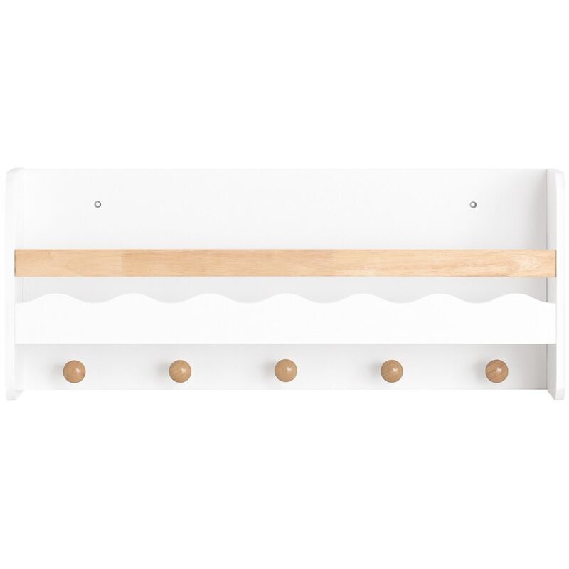 SoBuy KMB78-W Kindergarderobe mit Ablage Kinderregal Bücherregal für Kinder Wandregal Hängeregal Wandgarderobe Garderobenleiste Kinder weiß BHT ca.