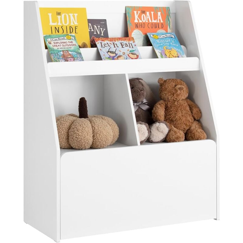 Sobuy - KMB83-W Kinderregal mit Einer herausnehmbaren Spielzeugtruhe Bücherregal Kinder Kinderzimmer Regal Kinder Aufbewahrungsregal für Kinder