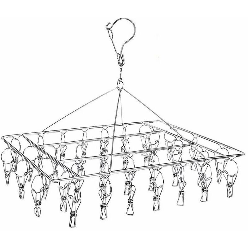 Wäscheständer aus Edelstahl mit 36 Klammern, winddichten Socken, Wäscheständer für Babykleidung, Unterwäsche, Hosen, Mützen, Handschuhe