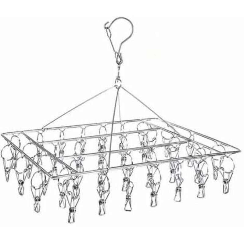 Wäscheständer aus Edelstahl mit 36 Klammern, winddichten Socken, Wäscheständer für Babykleidung, Unterwäsche, Hosen, Mützen, Handschuhe