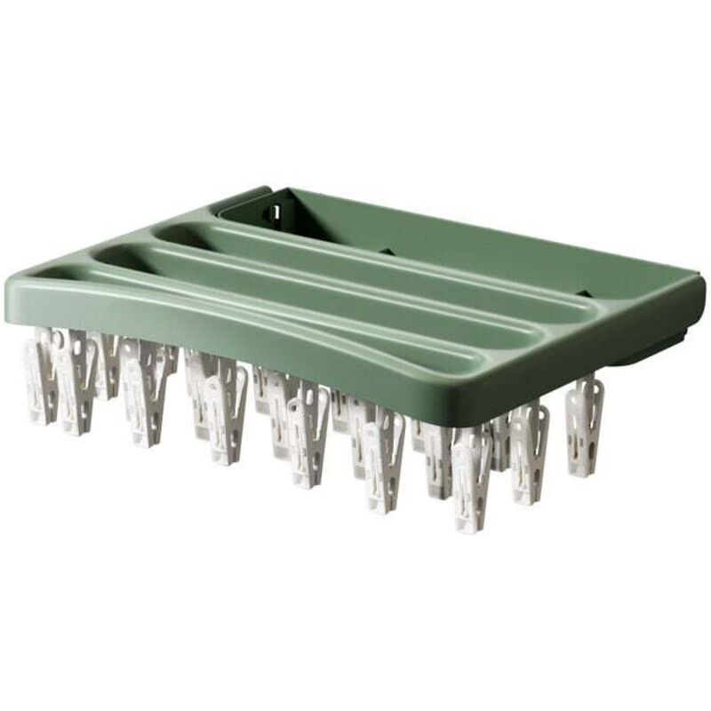 Socken-Wäscheständer (grün), faltbarer Wäscheständer – winddichter Wäschebügel für Socken, Unterwäsche, Handtücher, Schals, zur Wandmontage