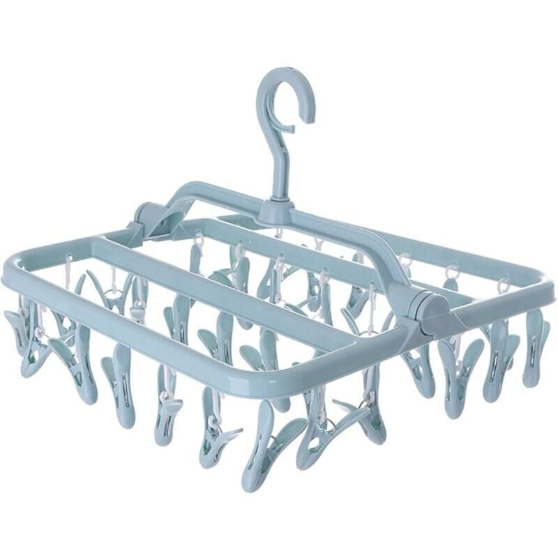 Sockentrocknerständer, Wäscheständer mit 32 Klammern, Faltbarer Wäscheständer zum Aufhängen, Wäscheständer für drinnen und draußen für Socken,