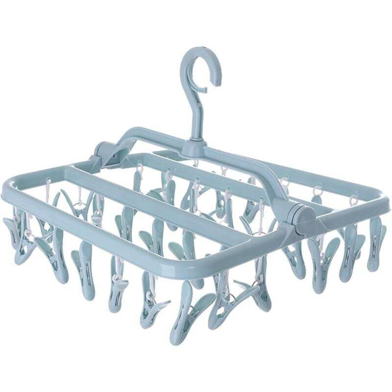 Sockentrocknerständer, Wäscheständer mit 32 Klammern, Faltbarer Wäscheständer zum Aufhängen, Wäscheständer für drinnen und draußen für Socken,