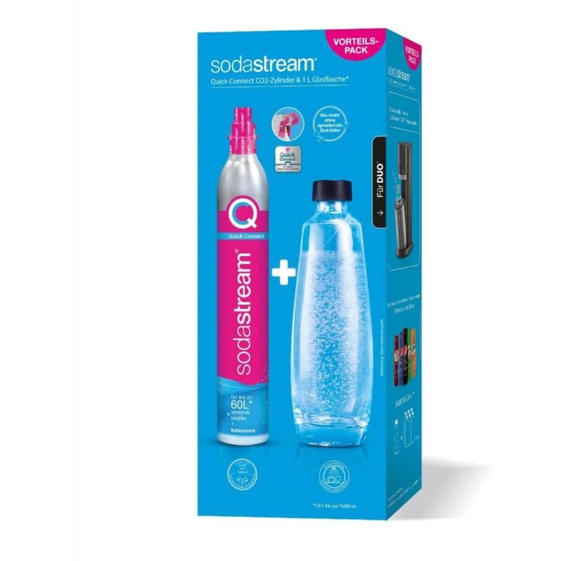 Sodastream - Quick Connect Reservezylinder inkl. 1 l Glasflasche Trinkwassersprudler