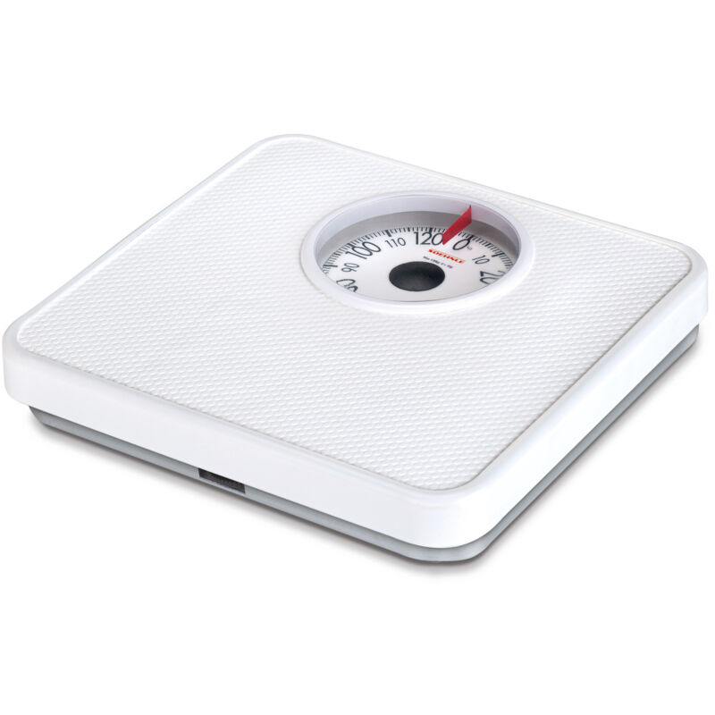 Les Tendances - Soehnle Analoge Personenwaage Tempo White mit 130 kg Tragkraft, Körperwaage mit Vollsichtskala in 1- kg-Teilung, Waage mit