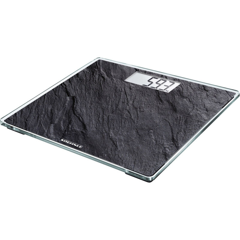 Soehnle - Style Sense Compact 300 Slate, digitale Personenwaage mit LCD-Anzeige, elektronische Waage mit extraflachem Design, große Trittfläche,