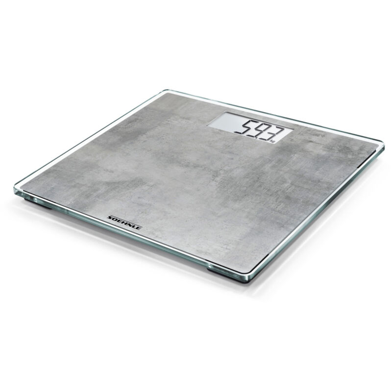 Soehnle - Style Sense Compact 300 Concrete, digitale Körperwaage mit LCD-Anzeige, elektronische Waage mit extraflachem Design, Personenwaage mit