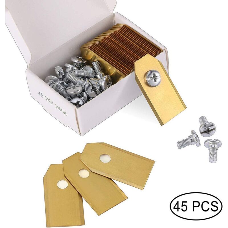 45 Titanklingen für alle Husqvarn / Automower / Yardforce / Gardena Mähroboter (3g - 0,75mm) mit 45 Ersatzklingen für Modell