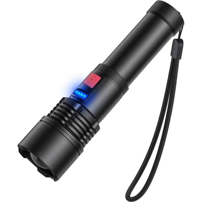 3000 Lumen wiederaufladbare LED-Taschenlampe, zoombare Taschenlampe von Elekin, wasserdichte Outdoor-Taschenlampe für Camping (eingebauter