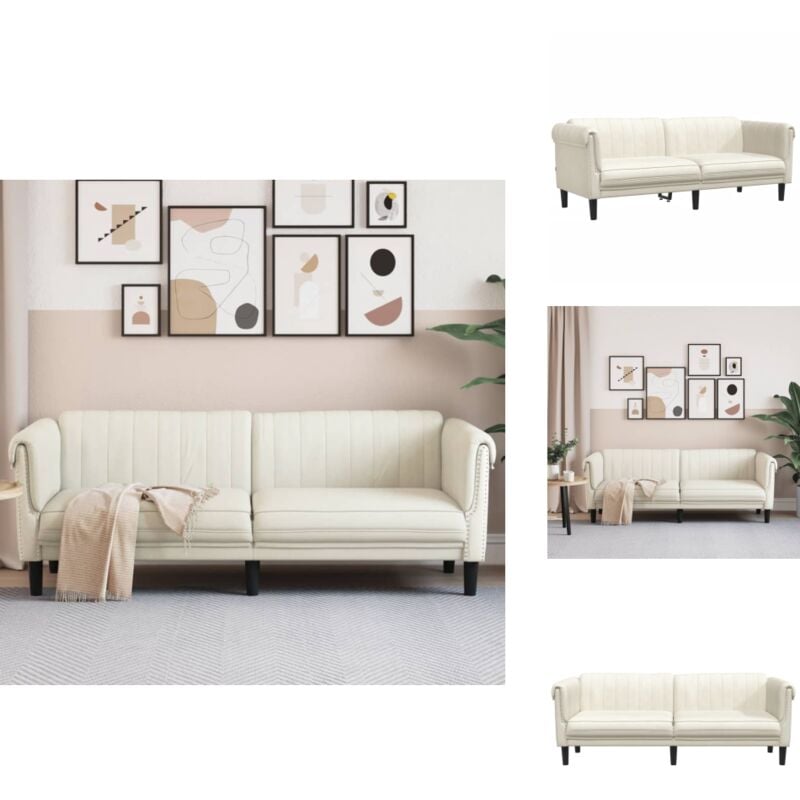 Vidaxl - Sofa 3-Sitzer Creme Samt - Samtsofa - Wohnlandschaft - 3er Sofa - Creme Sofa - Modernes Sofa