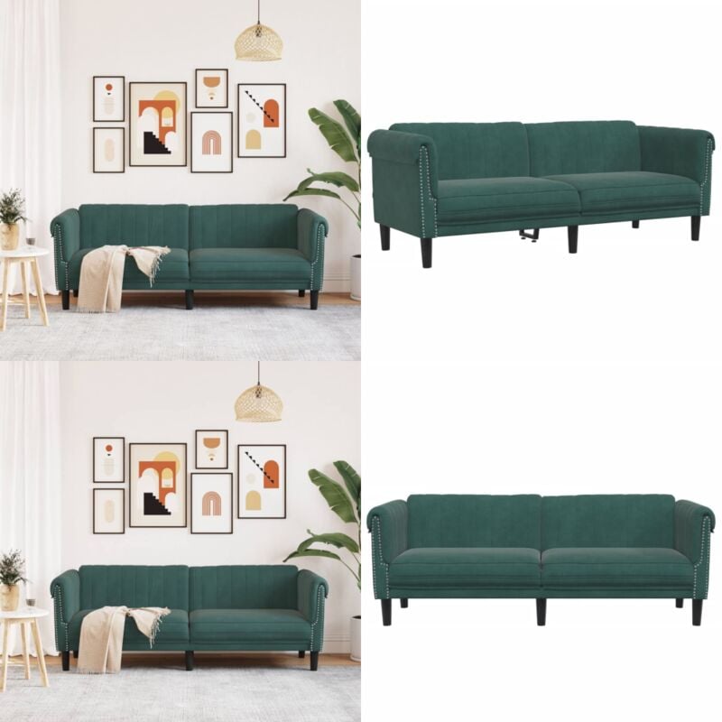 Sofa 3-Sitzer Dunkelgrün Samt - Samtsofa - Wohnlandschaft - 3er Sofa - Dunkelgrünes Sofa - Modernes Sofa - Home & Living