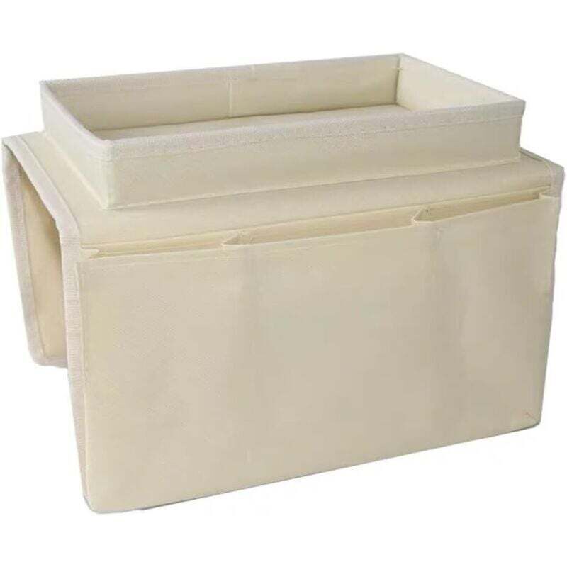 Sofa-Organizer für Sofa-Armlehne, Fernbedienungshalter, Aufbewahrungstasche mit Becherhalter für Tablet, Handy, Buch, Zeitschriften (weiß)