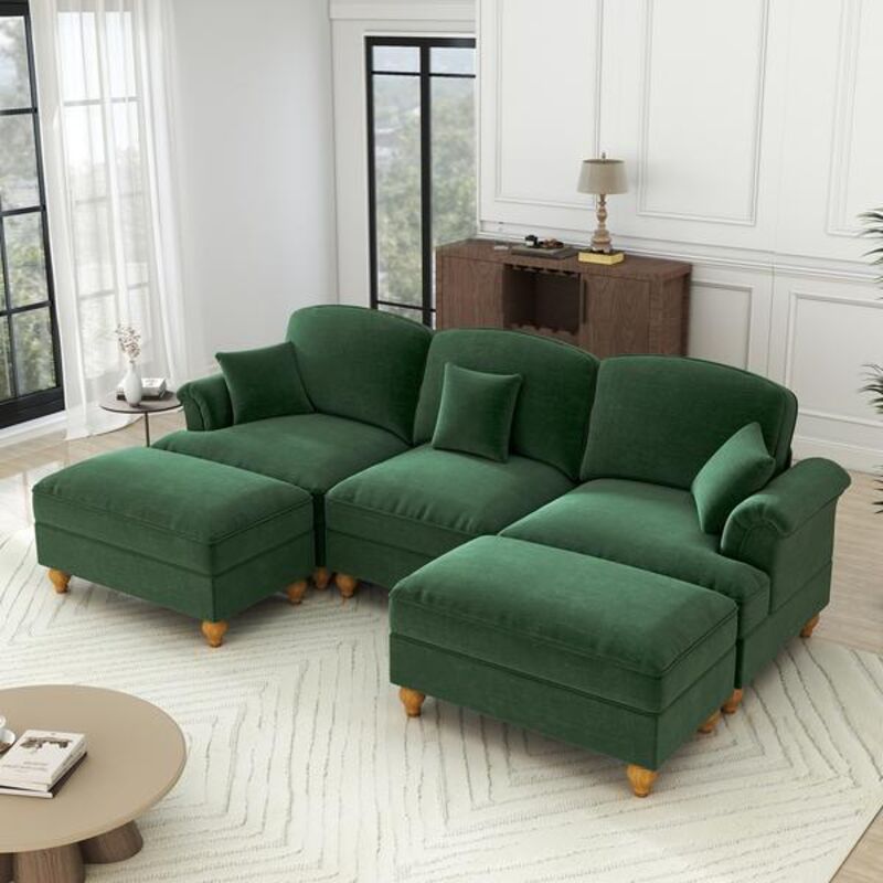 Sofa U-Sofa mit Rüschenrock – sofas wohnzimmer, sofa mit bettfunktion