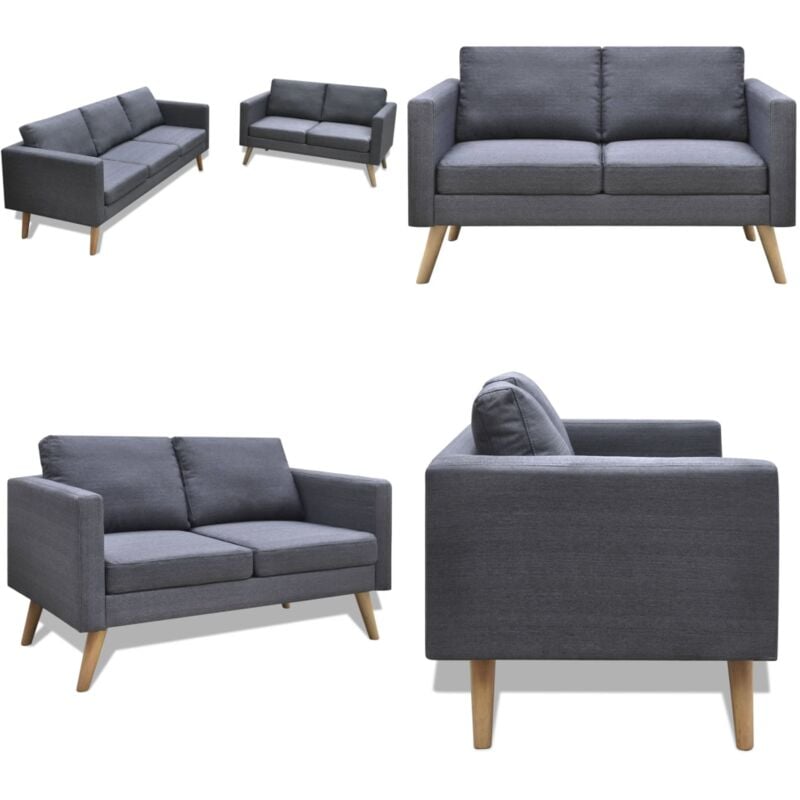 Sofagarnitur 2-Sitzer und 3-Sitzer Stoff Dunkelgrau - Sofagarnitur - Wohnlandschaft - Couchgarnitur - Ecksofa - Grau Sofa - Home & Living