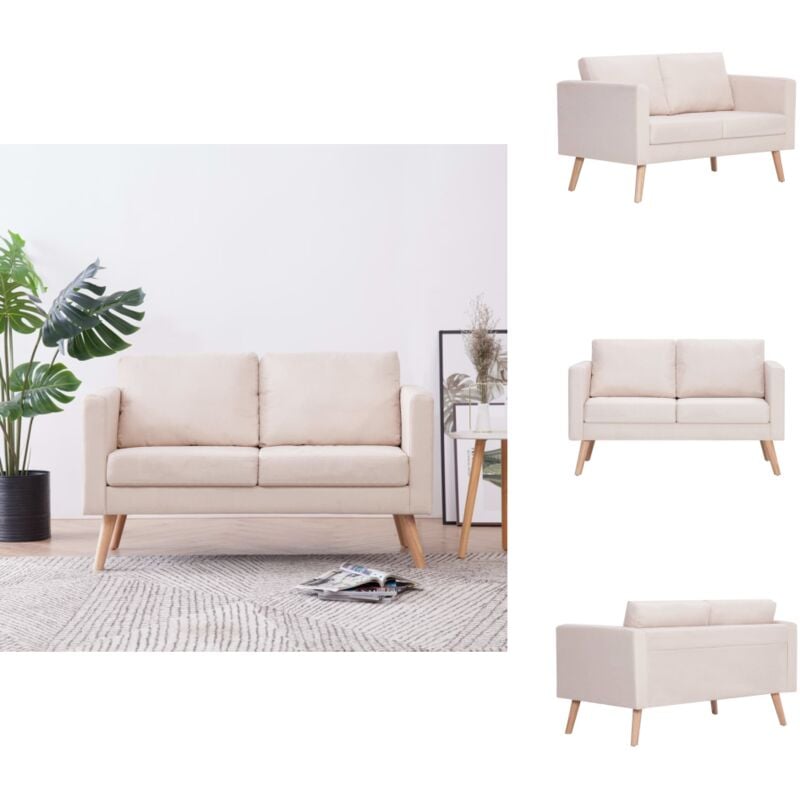 2-Sitzer-Sofa Stoff Cremeweiß - 2-Sitzer Sofa - Couch - Cremefarbenes Sofa - Gemütliches Sofa - Modernes Sofa