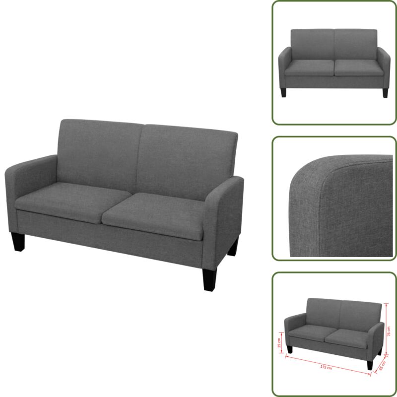 2-Sitzersofa 135 x 65 x76 cm Dunkelgrau - 2-Sitzer Sofa - Grau Sofa - Wohnzimmersofa - Sofa Dunkelgrau - Gemütliches Sofa