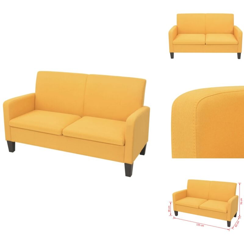Sofa 2-Sitzer 135x65x76 cm Gelb - 2-Sitzer Sofa - Sofas - Wohnzimmersofa - Gelbes Sofa - Samt Sofa