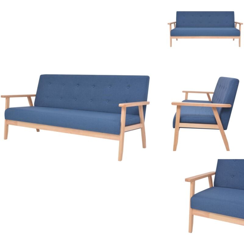 3-Sitzer-Sofa Stoff Blau - Drehsessel - Sofa Blau - Wohnzimmer Möbel - Stoffcouch - Gemütliches Sofa