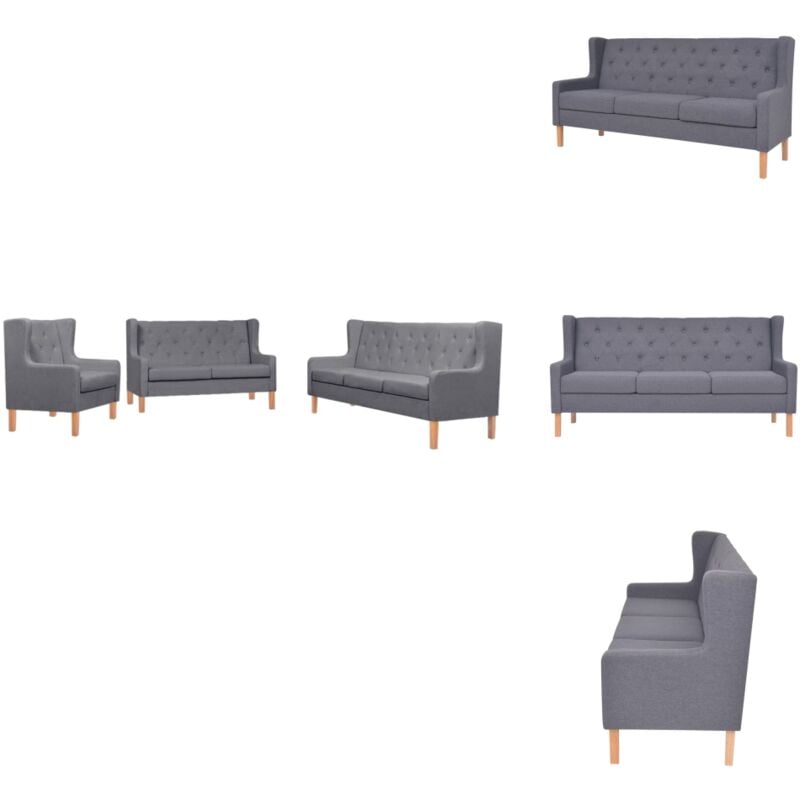 Vidaxl - 3-tlg. Sofa-Set Stoff Grau - Komfortables Sofa Set - Wohnlandschaft - Couchgarnitur - Grau - Modernes Sofa