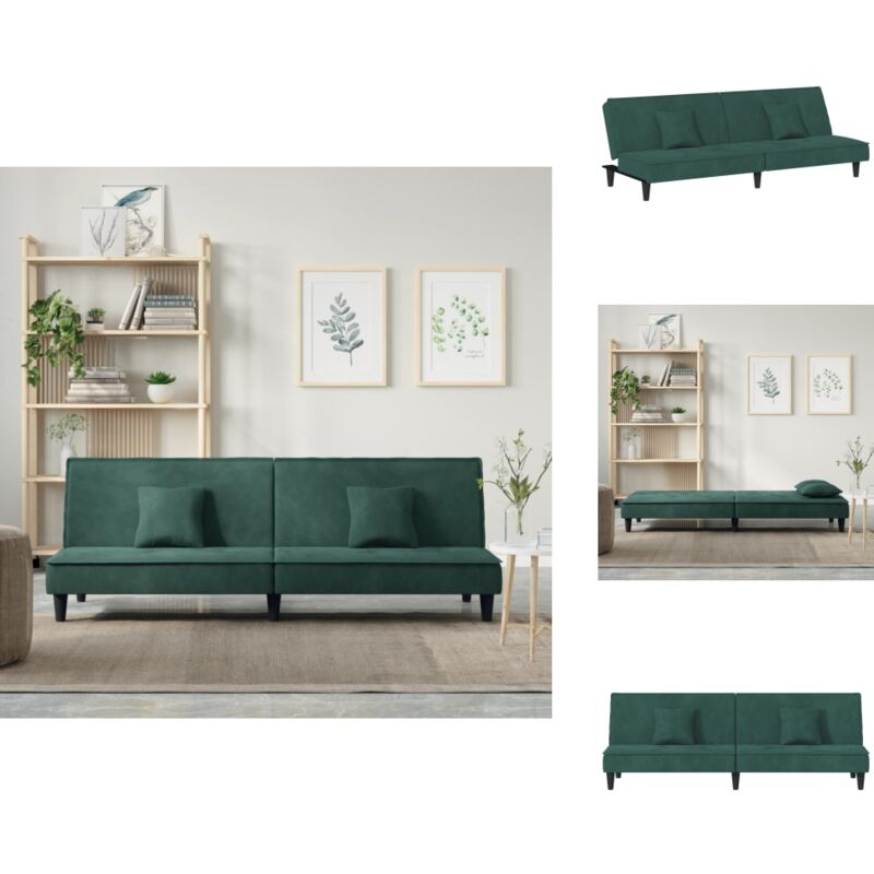 Schlafsofa Dunkelgrün Samt - Samtsofa - Schlafsofa - Wohnlandschaft - Gästebett - Sofa Bett