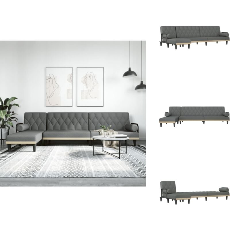 Schlafsofa in L-Form Dunkelgrau 260x140x70 cm Stoff - L-förmiges Schlafsofa - Wohnlandschaft - Sofa Bett - Gästebett - Couch