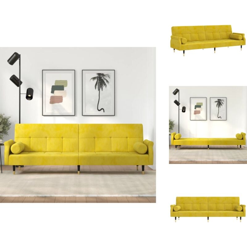 Vidaxl - Schlafsofa mit Kissen Gelb Samt - Sofa - Schlafsofa - Gästebett - Wohnraumgestaltung - Gemütlich