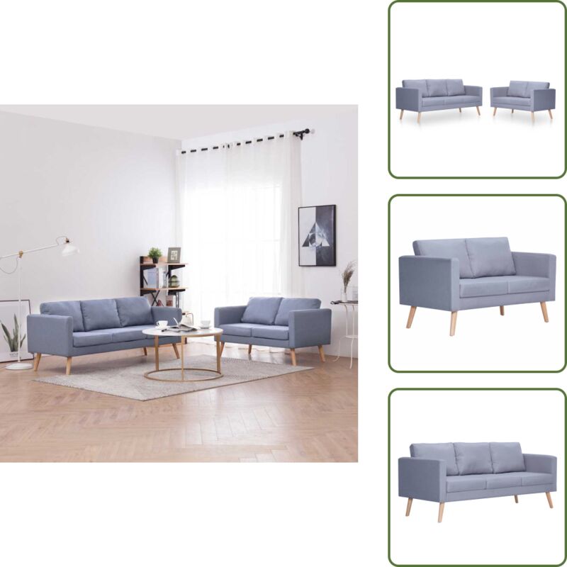 Sofagarnitur 2-Sitzer & 3-Sitzer Stoff Hellgrau - Sofagarnitur - Couchgarnitur - Wohnlandschaft - 2-Sitzer Sofa - 3-Sitzer Sofa
